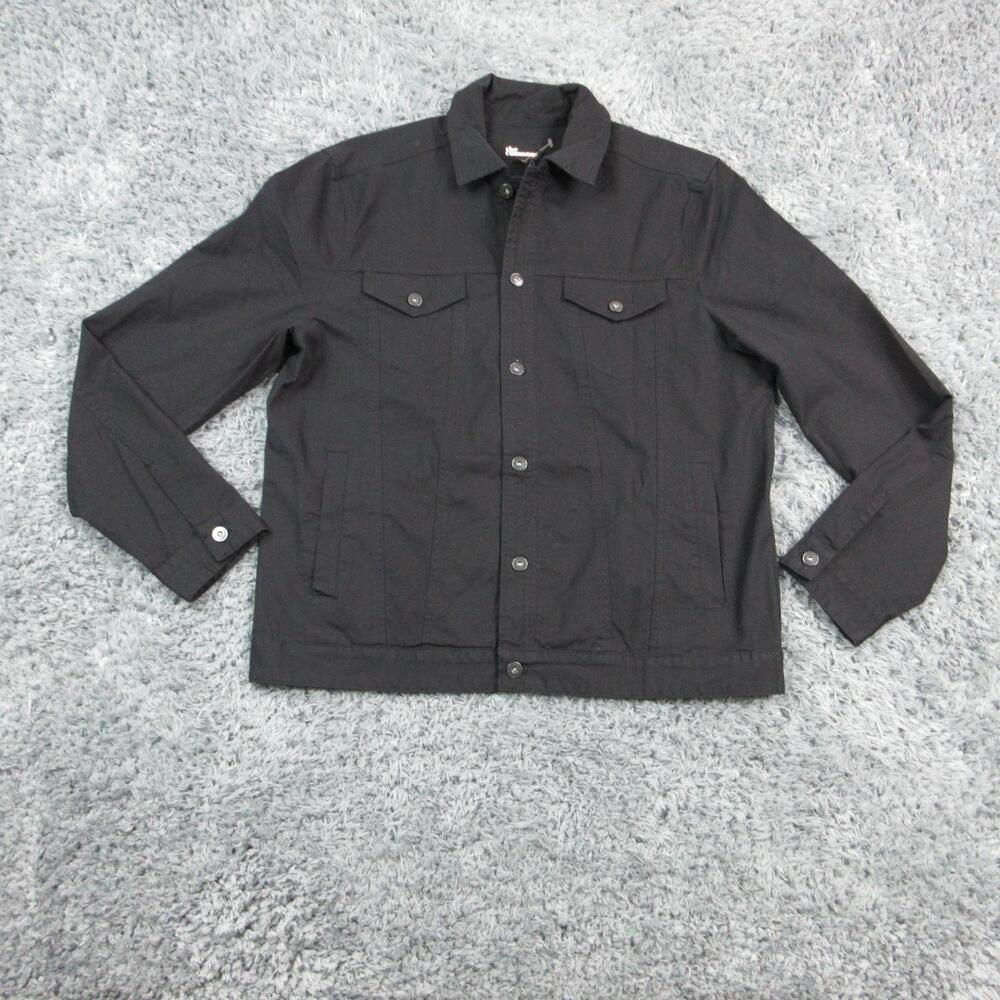 The Commons Jacket Mens L Tall Black Military Collared Lined Denim Pockets NWT